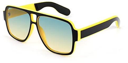 Karsaer Retro 70s Inspired Aviator Eyewear for Men and Women, Double Bridge Square Frame, Bold Pilot Design K7123