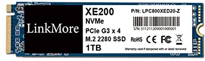 LinkMore XE200 1TB M.2 2280 PCIe Gen 3X4 NVMe 1.3 SSD interno, unità a stato solido, fino a 2500 MB/s per Latop e PC