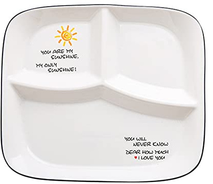OnePine Plato Porcelana Control de Raciones, Platos de Dieta con Separadores, Platos Divididos en 3 para Hogares, Hoteles, Restaurantes