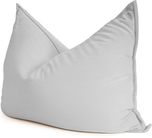 Bananair Ribbad sammet sittsäck - 180 x 140 cm (ljusgrå)