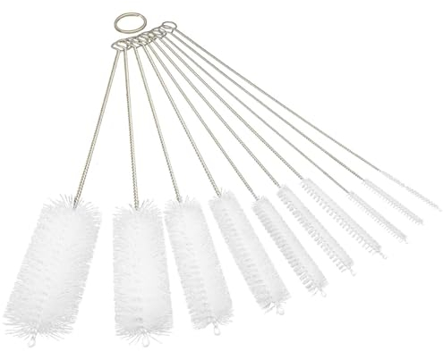 10 PCS Drinking Straw Cleaner Brush White, Bottle Cleaning Brushes, Nylon Tube Brush, Straw Cleaner Brush with Hook and Loop