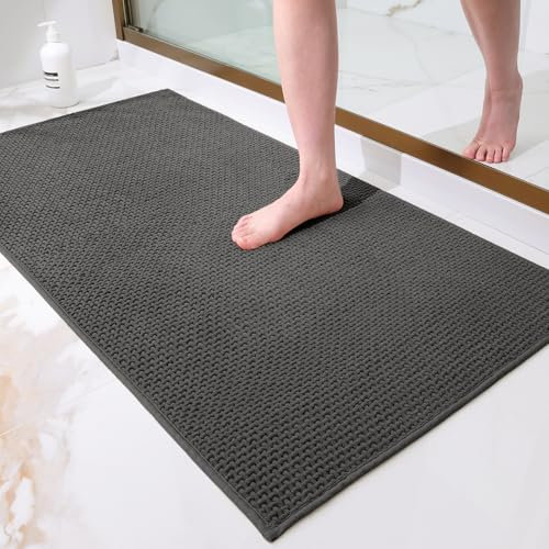Homaxy Chenille Badezimmerteppich Weich Badematte rutschfest Waschbar Badvorleger Saugfähig Badteppich Bad Teppich Duschvorleger für Badezimmer, Dusche, Badewanne - 40x60 cm, Dunkelgrau