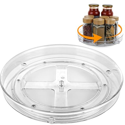 ASelected Drehteller Kühlschrank Drehteller Organizer Kühlschrank Organizer Lazy Susan 23,5 cm 360° Kühlschrank Drehplatte Gewürzhalter Drehplatte Durchsichtige für Öl Salz Gewürzflaschen