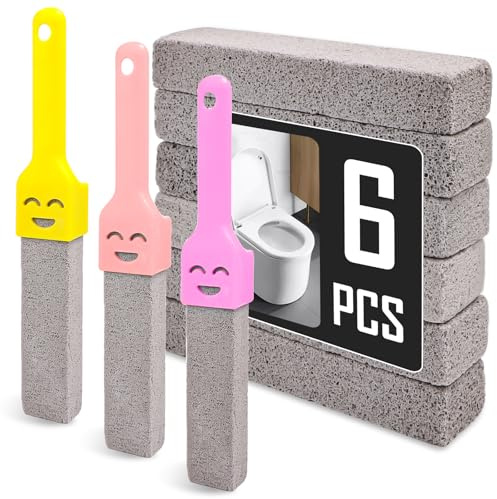 Toilet Pumice Cleaning Stone, 6PCS Handle Toilet Bowl Ring Cleaner, Toilet Cleaner Limescale Cleaning Tools, Pumice Stone for Toilet Sticks for Kitchen Bath Pool House Hold