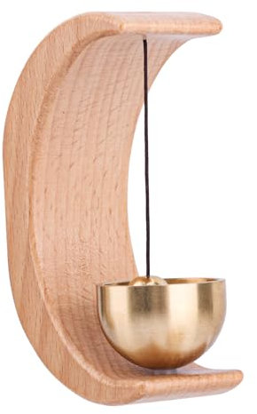 Shopkeepers Bell, Moon Shaped Wooden Doorbell Magnetic Wood Chime for Door Opening Rustic Hanging Jingle Bell Decoration for Business Entrance Home Cafe Shop Keeper, Unique Housewarming Gift