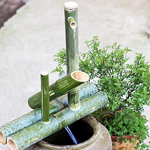 Decorazione da Giardino Giapponese, Fontana in bambù con Pompa, Decorazione per laghetto da Esterno, beccuccio oscillante Fatto a Mano, Lunghezza 30 cm (Lunghezza Nera 50 cm) (Lunghezza Nera 55 cm)