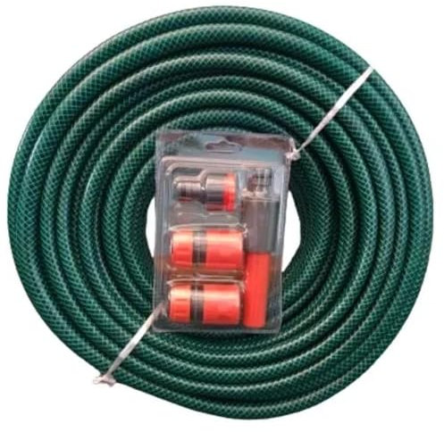 50m Garden Hose Pipe Heavy-Duty 3-Layer Reinforced PVC with Anti-Kink Design & Spray Nozzle, Long Flexible Green Hose for Outdoor Garden Use with Full Universal Fittings Kit