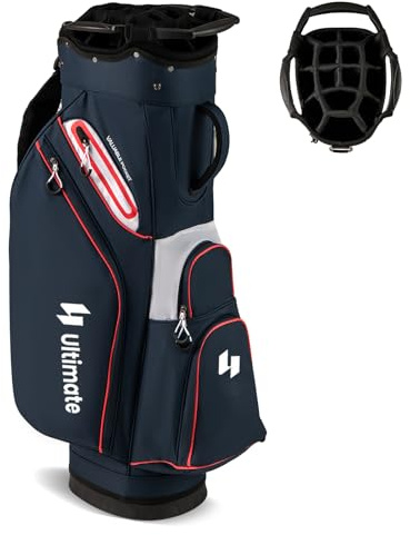 COSTWAY Sac de Golf avec 14 Compartiments sur Le Dessus | Sac de Golf Portable avec Poche Isotherme, Bandoulière Réglable, Housse de Pluie et Porte-parapluie