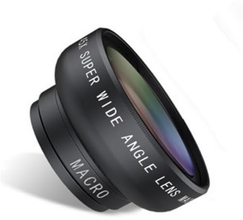 Obiettivo grandangolare professionale 0,45X in vetro multistrato con macro integrato per catturare paesaggi e primi piani in lega di alluminio