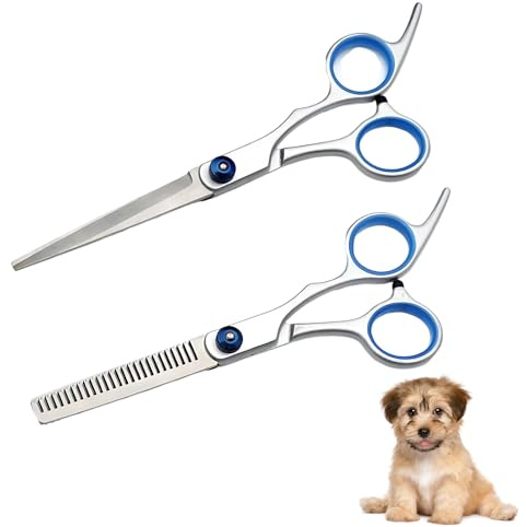 2PCS Curved Scissors for Dog Grooming, Dog Grooming Scissors Set with Safety Tips, Suitable for Trimming Face, Ears and Eyes