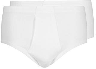 HUBER Men's Duo Line 2: 2 Rippe Slip mit Eingriff 2er Pack Briefs, White (White 0500), XXXL (Pack of 2)