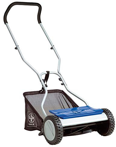 LUX-TOOLS Tagliaerba HS-38 con una larghezza di taglio di 38 cm, incluso cestino di raccolta da 35 l, tosaerba a mano con 4 livelli di altezza di taglio tra 13 mm e 38 mm