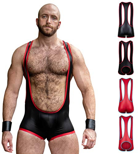 Gruff Pup Impulse Singlet - Black/Red - Full Coverage - Large