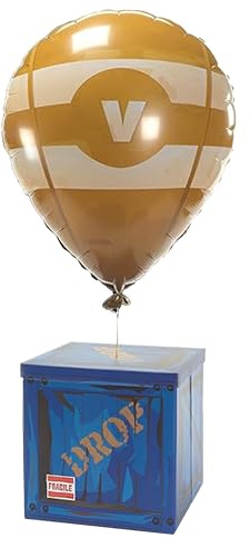 Loot Drop Box with Yellow Balloon – Large 14” Gift Box for Birthday Parties & Decorations | Mystery Treasure Chest Storage with Balloon | Ideal for Themed Gifts & Party Supplies