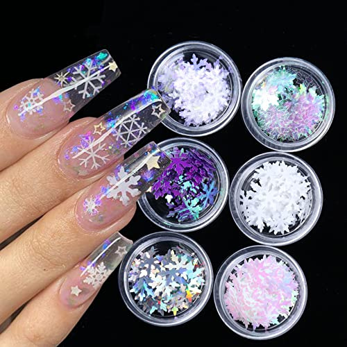Valuu Christmas Snowflakes Ultrathin Nail Sequins Laser Sparkly Nail Glitter Flake Winter DIY Nail Decals Nail Decoration