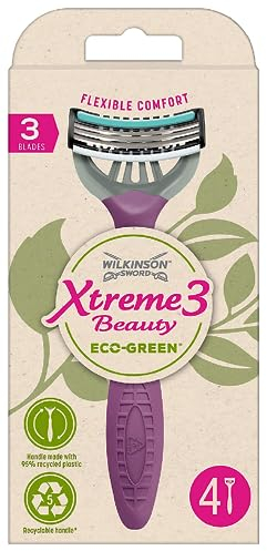 Wilkinson Sword - Xtreme 3 Beauty Eco Green X 4 - Rasoio Usa&Getta Donna Ecosostenibile E Riciclabile - 70 Gr