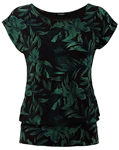 TrendiMax Maglietta Donna Estiva Cotone Magliette Maniche Corte Tee T-Shirt Casual Maglia Primavera Tshirt Blusa Nero XL