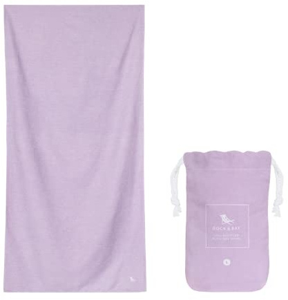 Dock & Bay Beach Towel - Quick Dry, Sand Free - Compact, Lightweight - 100% Recycled - Includes Bag - Essential - Meadow Lilac, Large (160x90cm, 63x35)