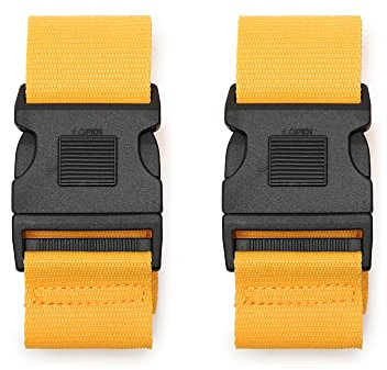 2 Stück / 4 Stück Gepäckgurte, verstellbare Koffergurte mit Namensschild, Reisezubehör für Koffer in leuchtenden Farben (2pcs Yellow)