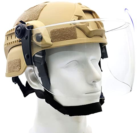 Tactical ACH Airsoft Helmet with Full Face Clear Visor Protective Guard MICH 2000 Mode for Paintball Outdoor CS Wargame (CT)
