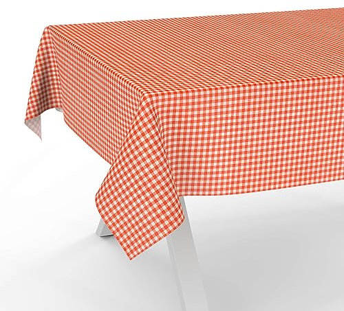 Tischdecke aus Stoff Textil abwaschbar Tischwäsche Tischtuch Baumwolle Polyester Vichy Red 100x140cm In-/Outdoor Tischdecke