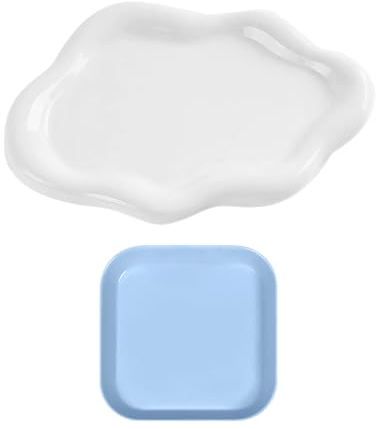 ZBHDEYG 1 plateau à bijoux en forme de nuage, 1 plateau carré, plateau à bijoux, plateau de présentation de bijoux, plateau en porcelaine nuage, plateau multi-usages