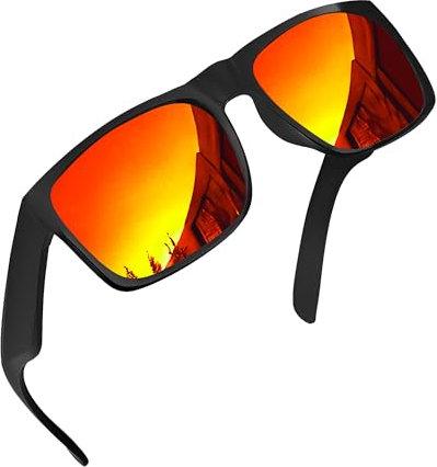 grinderPUNCH XL Large Face Polarized Sunglasses Big Heads Wide Face, Extra Wide Oversized Sunglasses for Driving Glasses (Matte Frame/Polarized Red Lens)