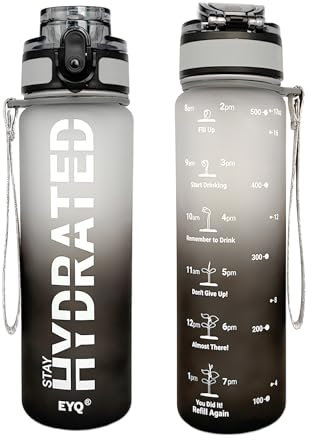 EYQ Botella de agua de 500 ml, botella de bebidas deportivas motivacionales a prueba de fugas con marcador de tiempo, Tritan sin BPA, botellas de agua para fitness, escuela, gimnasio, deportes al aire