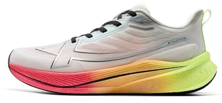 XTEP 2 000 km 3.0 Herr Löparskor Marathon Träningsskor Sportskor Rebound Stötdämpning Stötdämpning Badmintonskor 875119110032, Neon grön grå vit segel, 42 EU