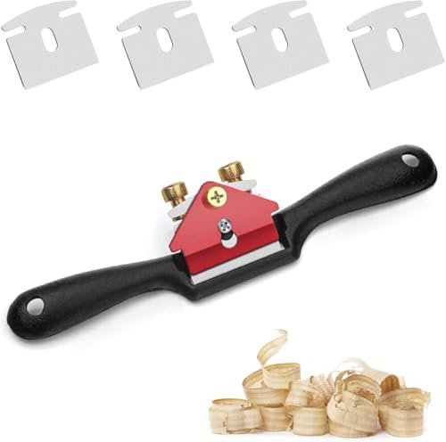 Ensemble de rabot professionnel à rayons et rabot en bois – Outils de travail du bois robustes de 25,4 cm avec 4 lames à haute teneur en carbone + 1 râpe, rabot en bois réglable pour couper et projets