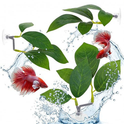 3 Pack Betta Fish Leaf Pad, Betta Leaf Hammock Fish Tank Decorations Aquarium Decor Simulating The Natural Habitat for Sleeping Resting Hiding Playing Breeding with Plastic Suction Cup