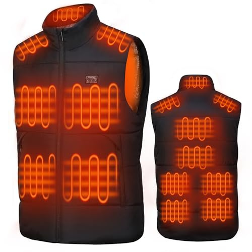 CaiQiXuan Heated Gilet for Men Women 15 Heating Zones 3 Temperature Levels, Electric Lightweight Heated Vest for Men, Rechargeable Heating Jacket Coat for Fishing, Skiing(No Battery Pack Included)