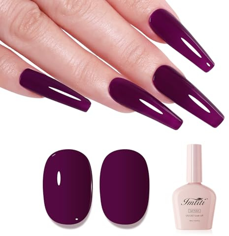 Imtiti Burgunder UV Nagellack, Burgunder Rot Lila UV Gel Nagellack Soak Off Led Gel Nail Polish Herbst Winter DIY Nagel Kunst Starter Maniküre Salon Gellack 10ML