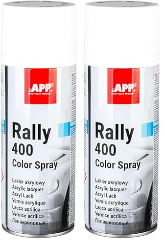 APP Rally 400 Color Spray - Bomboletta spray bianco opaco | Vernice spray bianco opaco | Bomboletta per tutte le superfici, ad alta copertura | 400 ml (Confezione da 2)