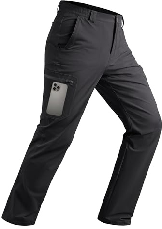 TACVASEN Men's Waterproof Trousers Lightweight Hiking Work Stretch Trousers | Outdoor Cargo Pants with Zip Pockets for Fishing Walking Camping
