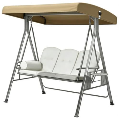 Techo de Repuesto para Balancín de Jardín, Cubierta de Hamaca al Aire Libre, Impermeable Anti-Viento Anti-UV, para Silla Mecedora de Jardín, 2 y 3 Plazas(Khaki,78 x 46in/198 x118cm)