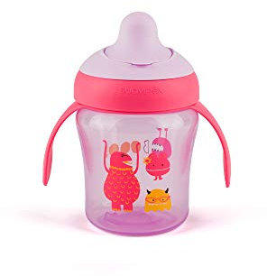 Suavinex - Vaso Aprendizaje Bebé BOOO. Con Boquilla Rígida y Asas Removibles. Para Bebés +6 Meses. Apto Para Lavavajillas. 200ml, Color Lila