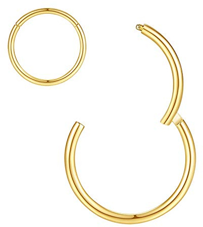 ORANGELOVE Gold Nose Rings 18 Gauge Cartilage Helix Tragus Daith Rook Earrings Piercing Jewelry Septum Clicker 7mm Nose Hoop Ring