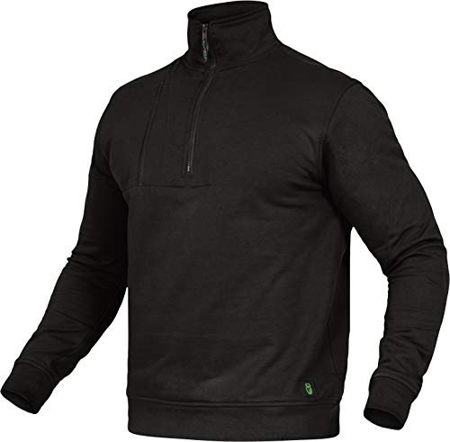 Leibwächter Flex-Line Arbeits Troyer Herren Arbeitspullover mit Reißverschluss – Schwarz – Gr. L – Half Zip Pullover mit Stehkragen – Baumwolle/Polyester 290g/m²