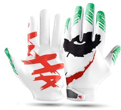 Repsters Jester Football Gloves – Super Sticky Receiver Gloves to Boost Grip & Performance for Games & Training – Elite Trendy Wide Receiver Gear – Adult & Youth Sizes (Jester, Adult- X Large)