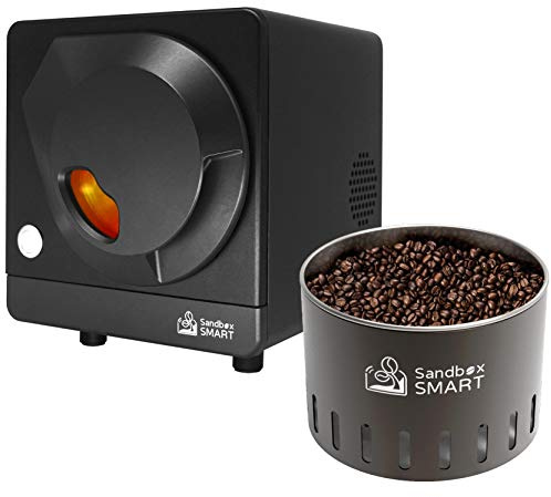 Sandbox Smart R1 Home Coffee Roaster pack of Cooling Tray C1-100g-150g Electric Direct Fired Coffee Roasting - Easy Operation and Clean - App Control - History Saving Function - 110V Black