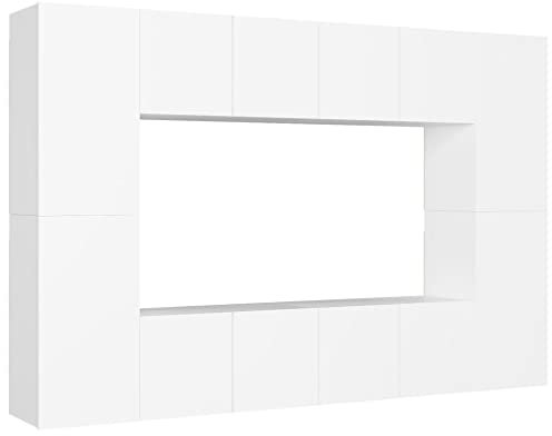 vidaXL Ensemble de Meubles TV 8 pcs Blanc Bois d'ingénierie