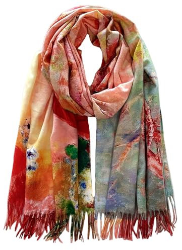 VENVSBEE Reversible Scarf Soft Large Shawl Wrap Blanket Double Sided Art Print Warm Pashmina Stoles Klimt Van Gogh Gifts-12