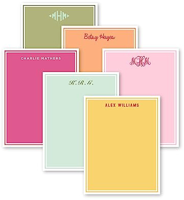 Preppy Jones Personalized Monogram Thin Border with Fill Notepad, Personalized Gift, Monogram Stationary set, choose your colors and monogram