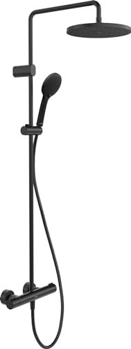 Duravit Shower System, Water-Saving Shower System, Shower Head with 3 Spray Types (Rain, Intense Rain, Soft Rain), Shower Head Angle Adjustable, Shower Set Easy to Clean, Black matt