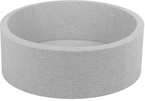 Petsona Foam Dogs Pool With Balls, Pets Soft Ball Pit, Dry Paddling Pool, Removable And Washable Cover, Light Grey