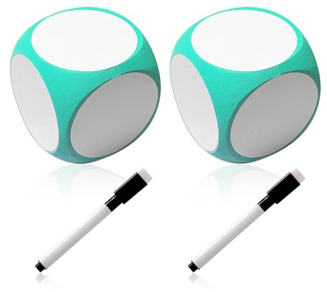 NyxSeat 2 cubos de ejercicios de fitness con 2 marcadores de pizarra blanca, dados de diversión para bricolaje, accesorios de gimnasio portátiles, adecuados para juegos de fiesta, reuniones