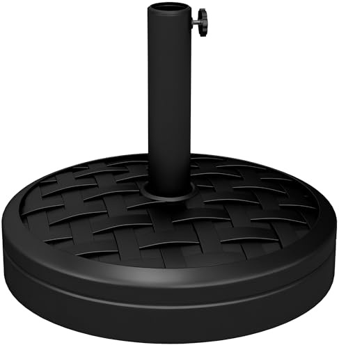 Outsunny Base de Sombrilla Redondo Soporte para Parasol Rellenable de Cemento Peso 18 kg para Poste de Paraguas de Ø38/48 mm Ø45x36 cm Negro