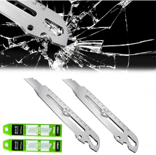 FUFRE Schweres Mehrzweck Cuttermesser, Cuttermesser Profi Edelstahl Mit 10-teiligen SK5-Klingen, Robust Und Ultrascharf, Teppichmesser Druckguss Cutter Messer Für Heimwerk & Gewerbe