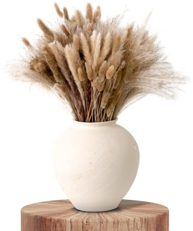 SPRINGSY 100 Stück Trockenblumen Deko Pampasgras Getrocknet - Schilfblume Deko - Federartige Blütenstände - Vielseitige Boho Deko für Vasen - Pampasgras Deko Wohnzimmer, Hochzeiten